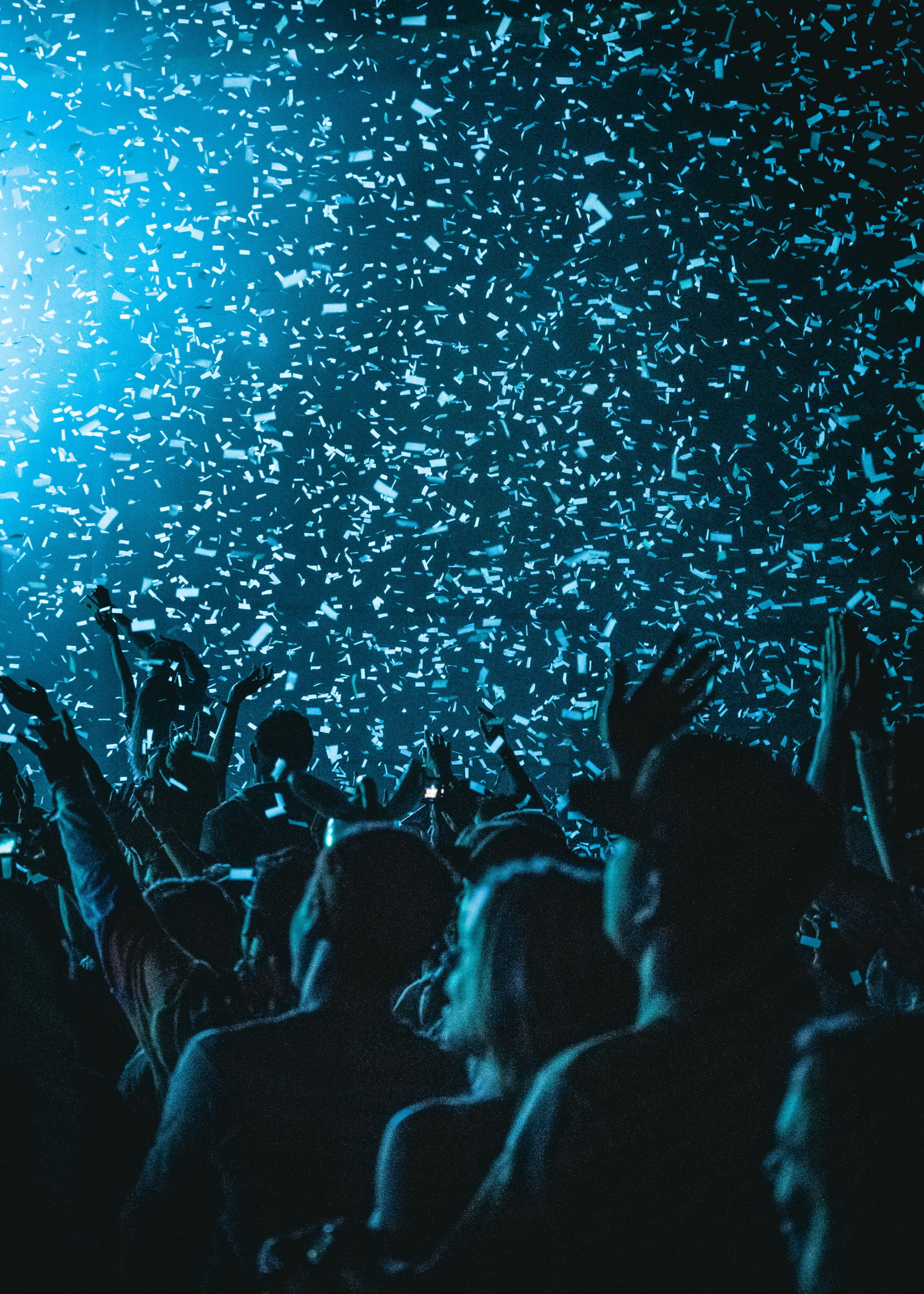 Concert crowd with colorful lights